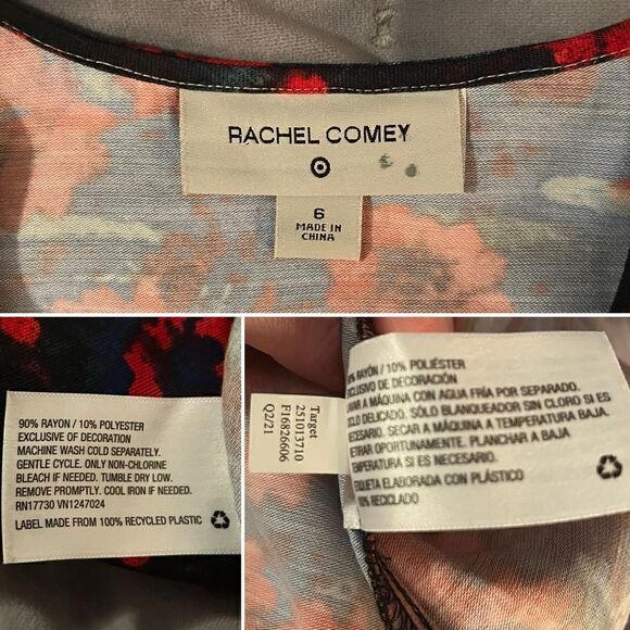 Rachel Comey x Target Kodak Red Floral Midi Dress Empire Waist Black 6 - Picture 9 of 11